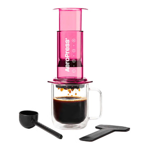 AeroPress cor-de-rosa transparente