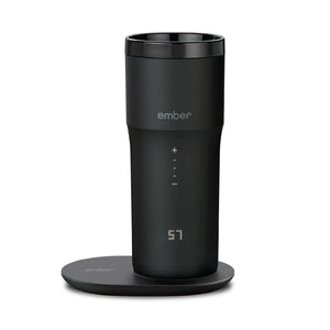 Caneca de viagem eléctrica para café preta V2 - 355ml com ecrã digital e placa de aquecimento para temperatura ideal do café.