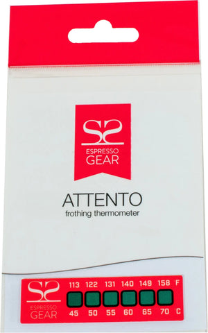 Embalagem com Termómetro Attento -Espresso Gear para medição precisa da temperatura na preparação de espresso.