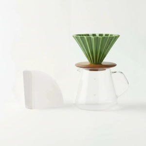 Conjunto japonês de preparação manual - Origami dripper cerâmico Barista & Espresso