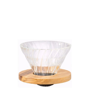 Coador de Café de Vidro V60 01 - Madeira de Oliveira HARIO