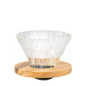 Coador de Café de Vidro V60 02 - Madeira de Oliveira HARIO