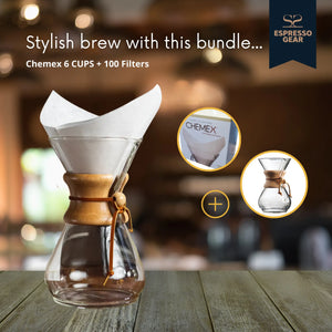 Chemex 6 CHÁVENAS + 100 Filtros ESPRESSO GEAR
