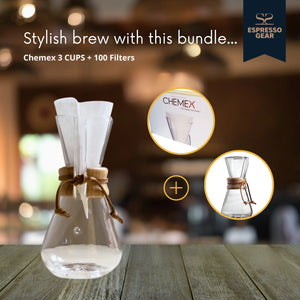 Chemex 3 chávenas + 100 Filtros ESPRESSO GEAR