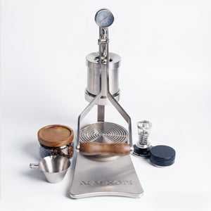 Máquina de espresso Aleman 2P com alavanca manual | Base e bandeja de gotas em aço inoxidável