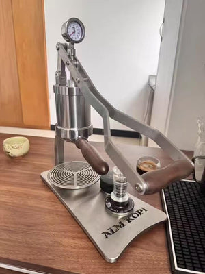 Máquina de espresso Aleman 2P com alavanca manual | Base e bandeja de gotas em aço inoxidável